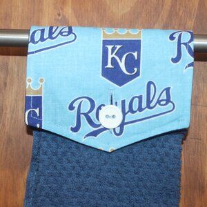 KANSAS CITY ROYALS BLUE HAND TOWEL HANDMADE HANGING KITCHEN BLUE COTTON TOWEL